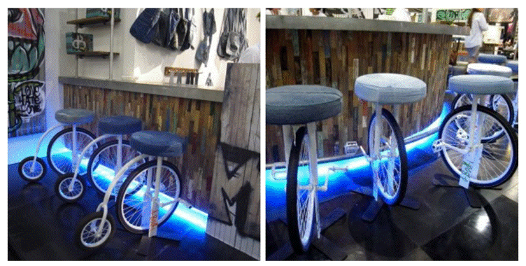 Барный стул-велосипед из старого велосипеда