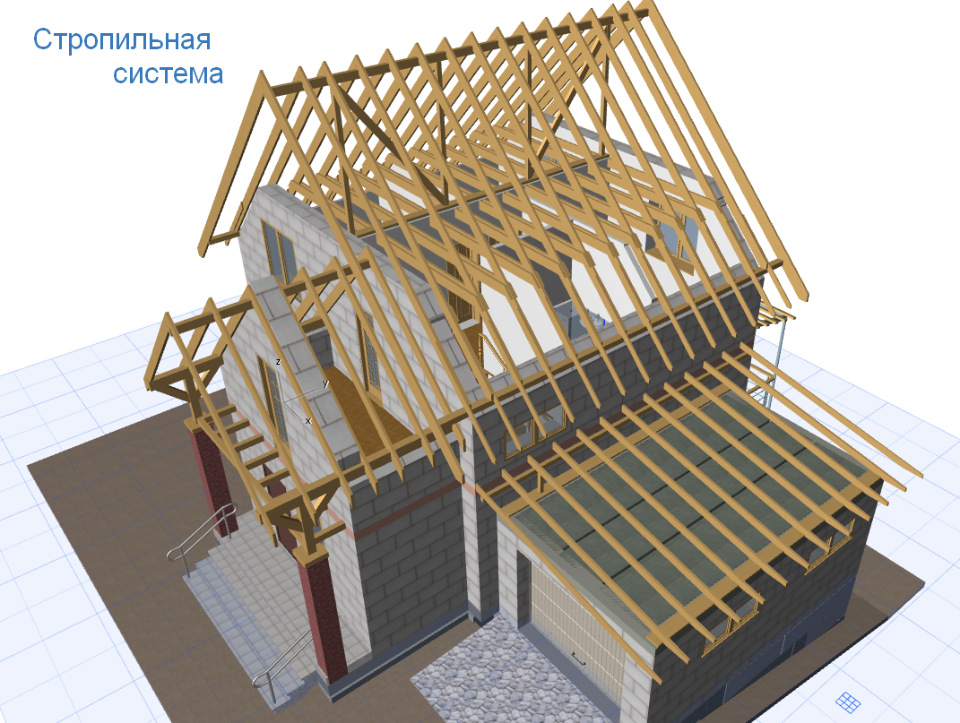 План стропил крыши мансардной крыши