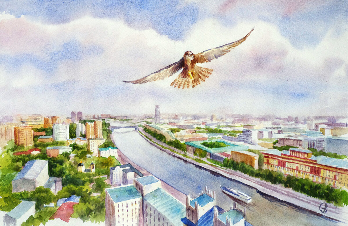 Москва река иллюстрация