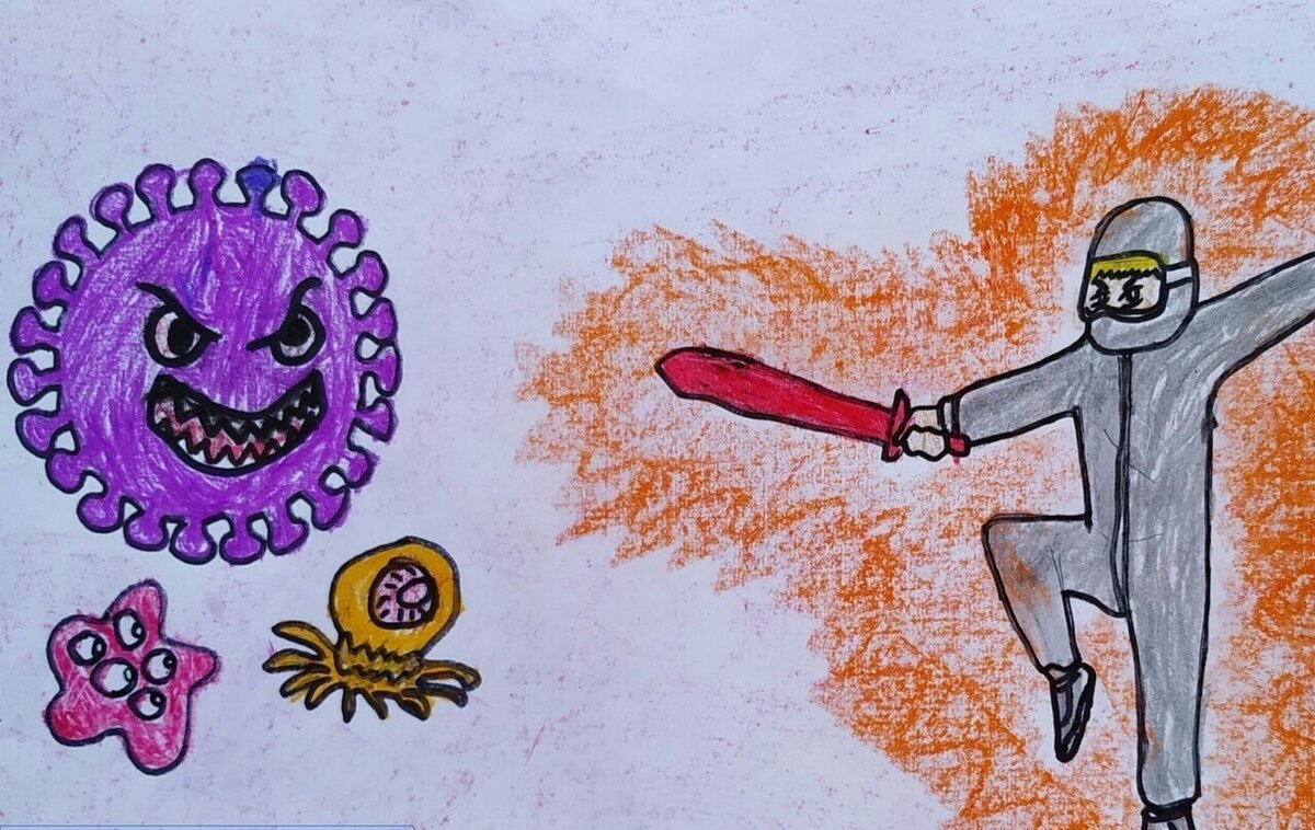 Даже дети борются с ковидом, как на войне. Рисунок из интернета: https://rdk-an.rzn.muzkult.ru 