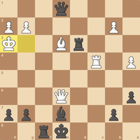 1. ..Лd3+  2. Сe3 Фe1+ 3. Крh3