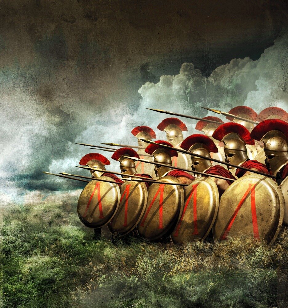 Фаланга спартанцев. Иллюстрация Луки Тарлацци.