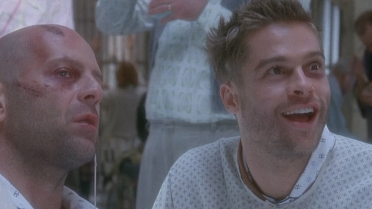 Брэд Питт и  Брюс Уиллис в фильме «12 обезьян»