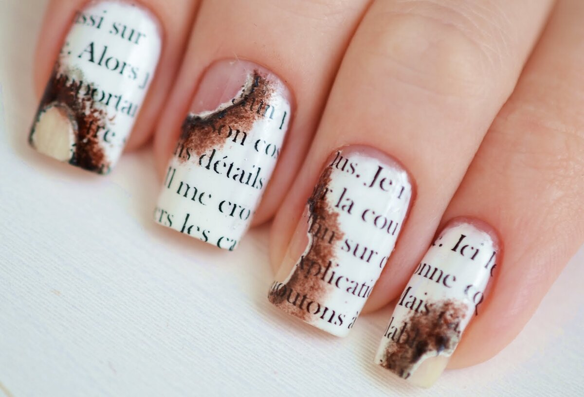 Newspaper Nail Art / Газетный принт на ногтях :) — Video | VK