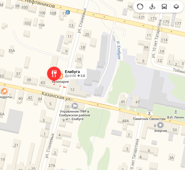 Улица Стахеевых на карте Елабуги