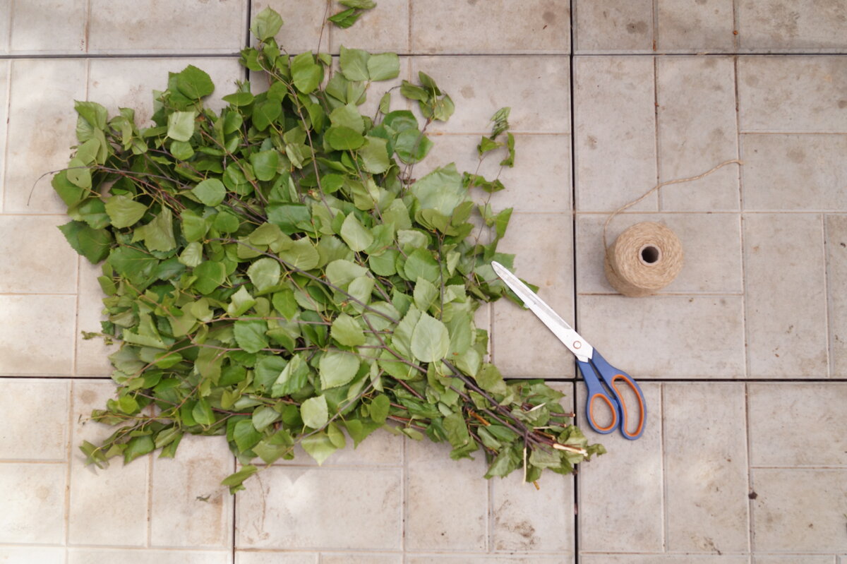 Как правильно вязать березовый веник - шаг 1