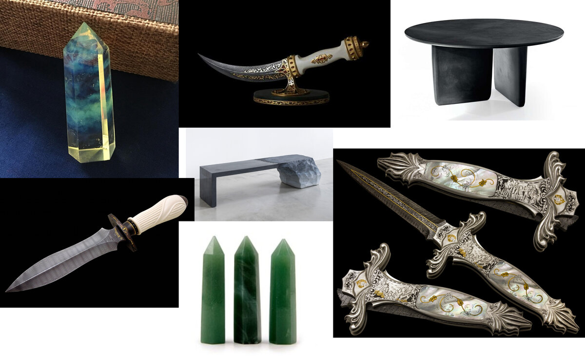 Референсом может быть как и похожий объект (в моём случае кинжал), так и понравившаяся текстура камня, минерала, стали, да хоть облачко причудливой формы, в которой вы что-то разглядели для себя. 