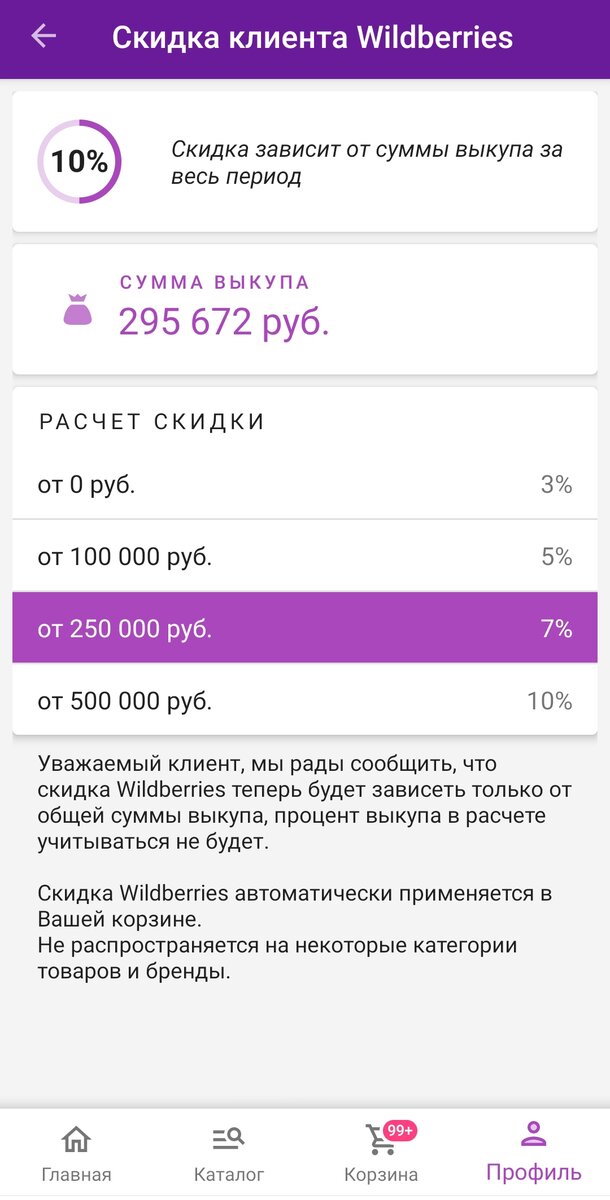 Скриншот из личного кабинета