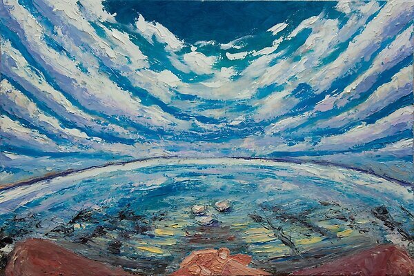 Медитация у воды, картина маслом, OIV