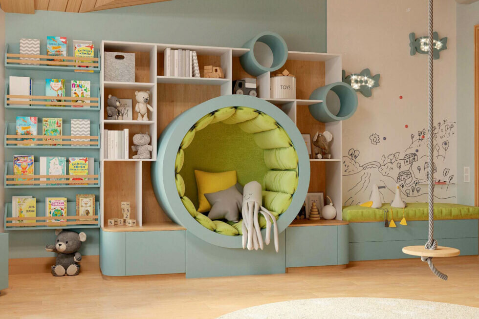 Дизайнерская система хранения для детской комнаты