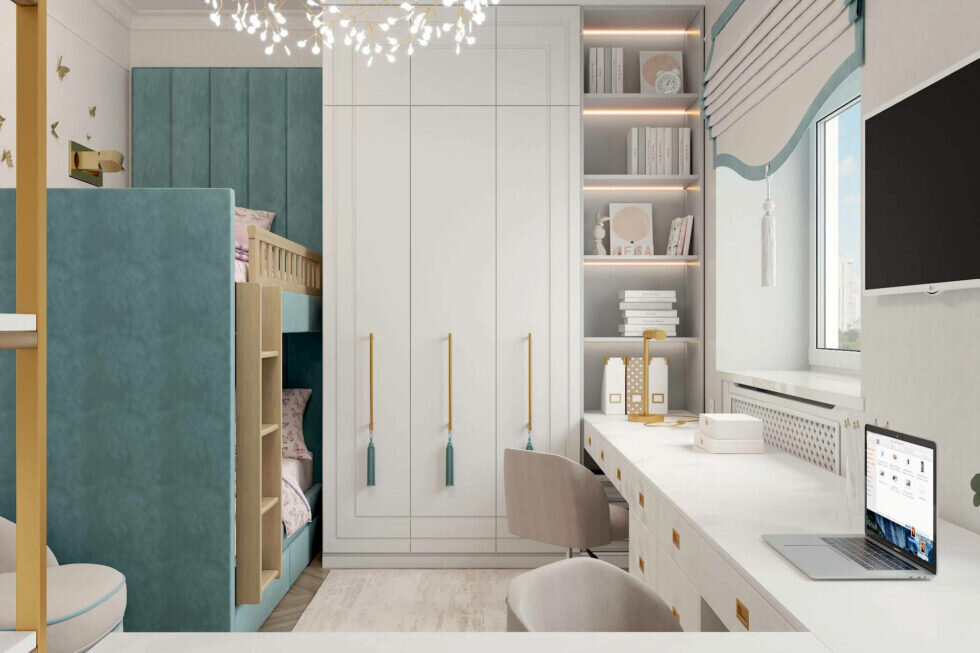 Элегантная система хранения для маленькой спальни