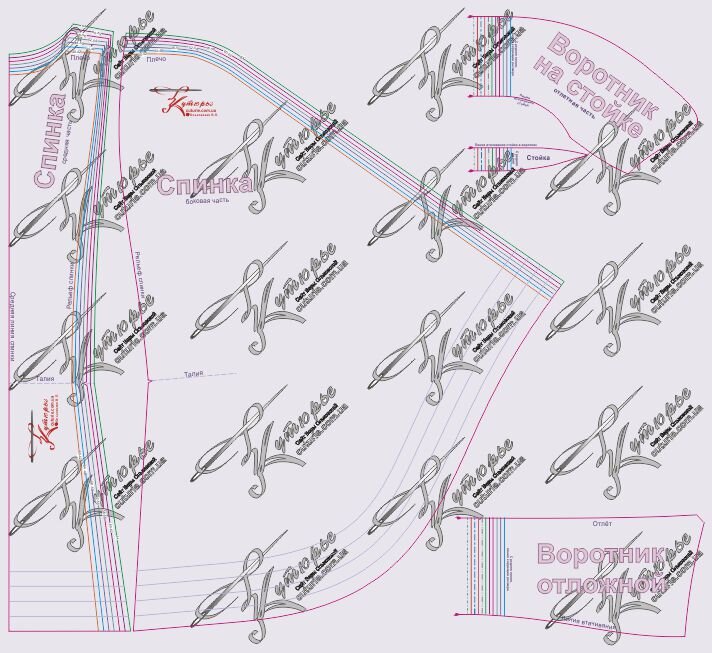 Выкройки спинки и воротников кейпа