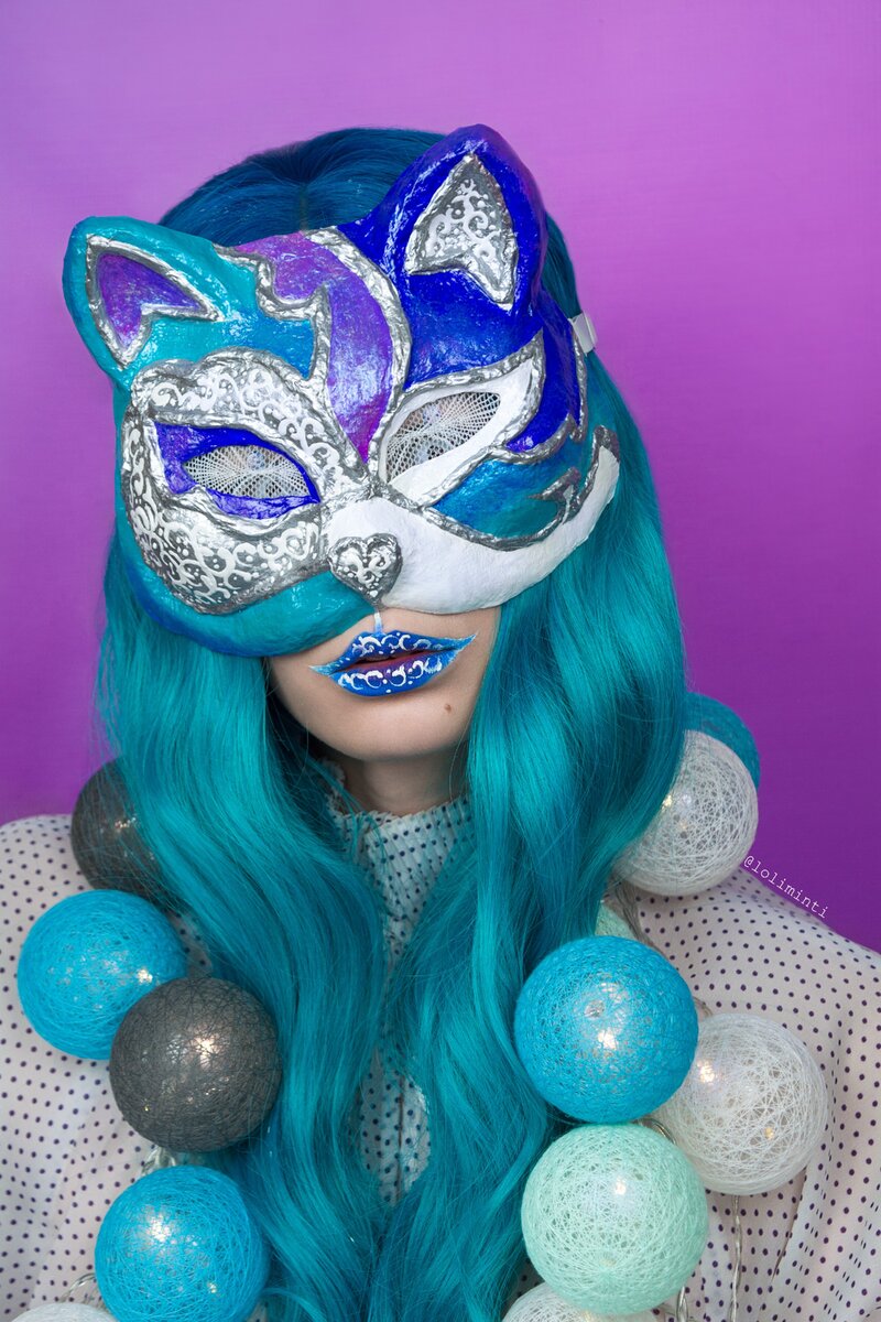 Мой образ с маской кошки в стиле Рококо - папье-маше