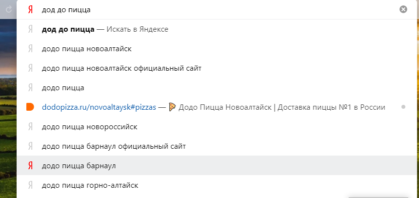 вносим в поисковик нужный нам объект для поиска