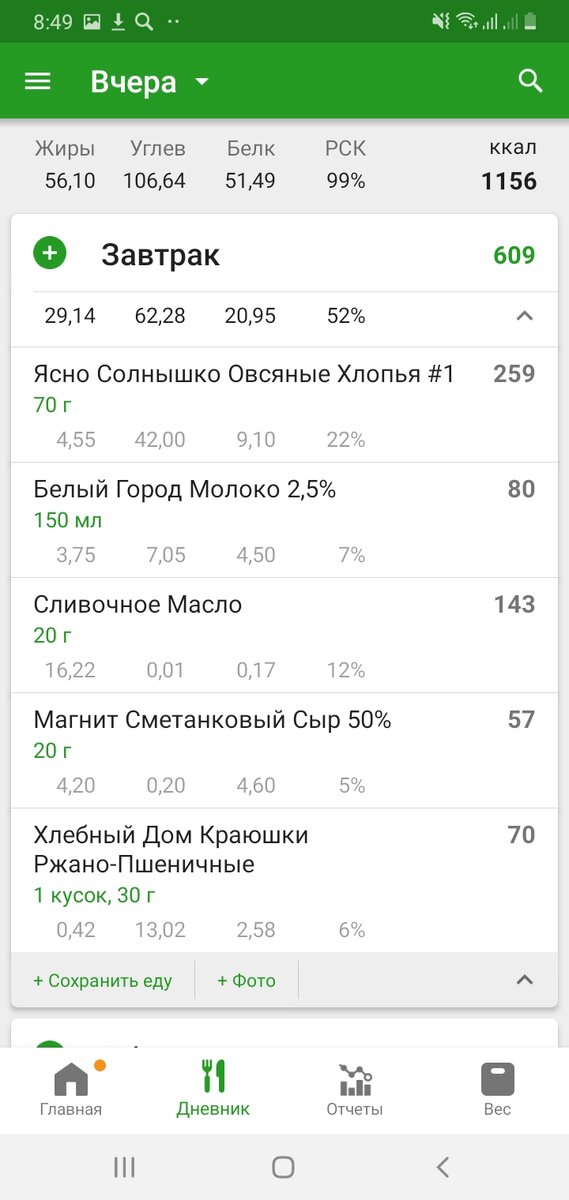 Завтрак. 