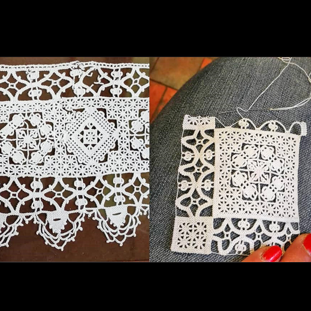 Игольное кружево в технике Puncetto Valsesiano. Автор @igioiellidi