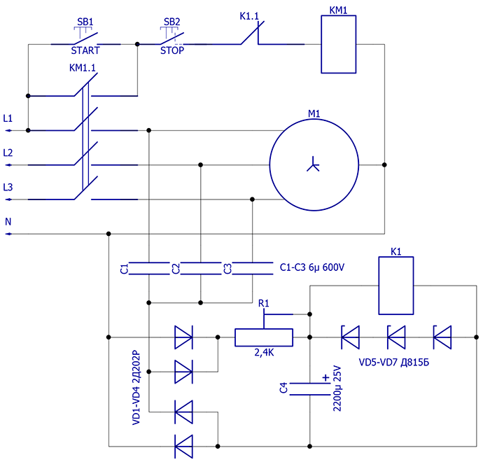 Защиты электродвигателя схема