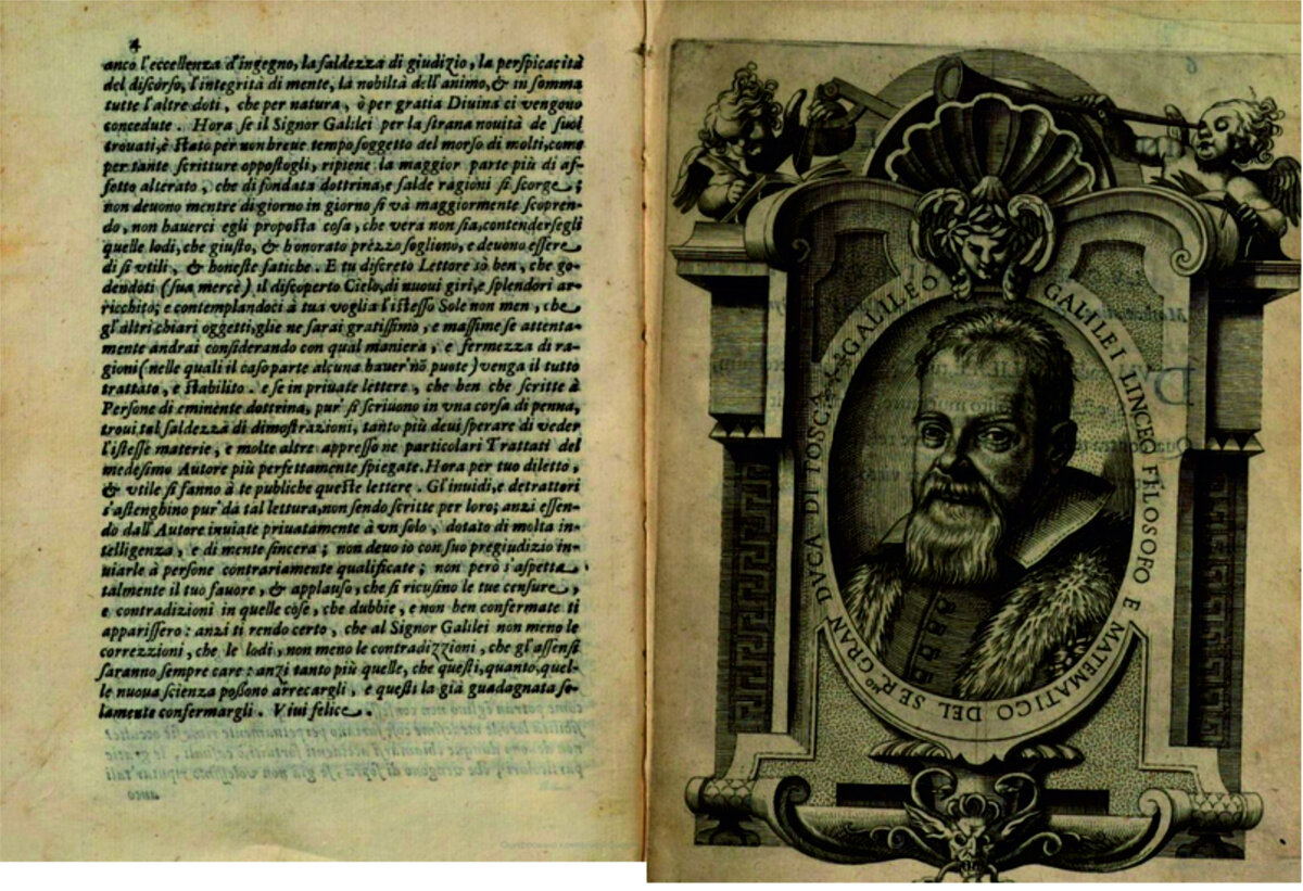 Галилео Галилей. Портрет из книги «Письма о солнечных пятнах»