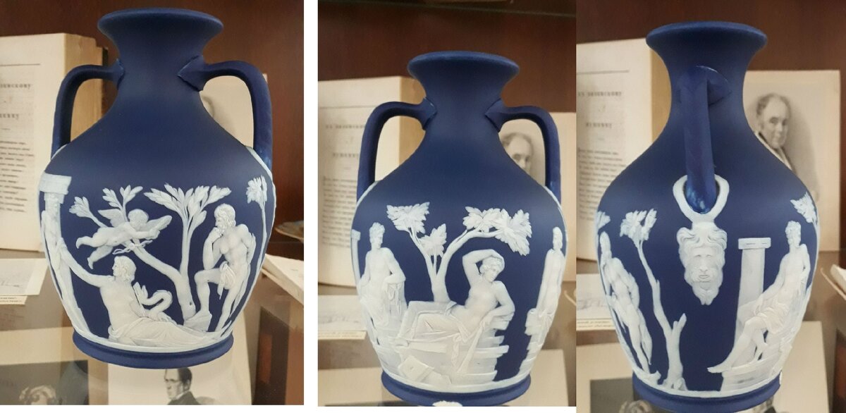 Пожалуй, самым известным изделием Веджвуда из яшмового фарфора стала воссозданная копия античной вазы, найденной при раскопках в Италии, так называемая «Портлендская ваза», которая позже была...