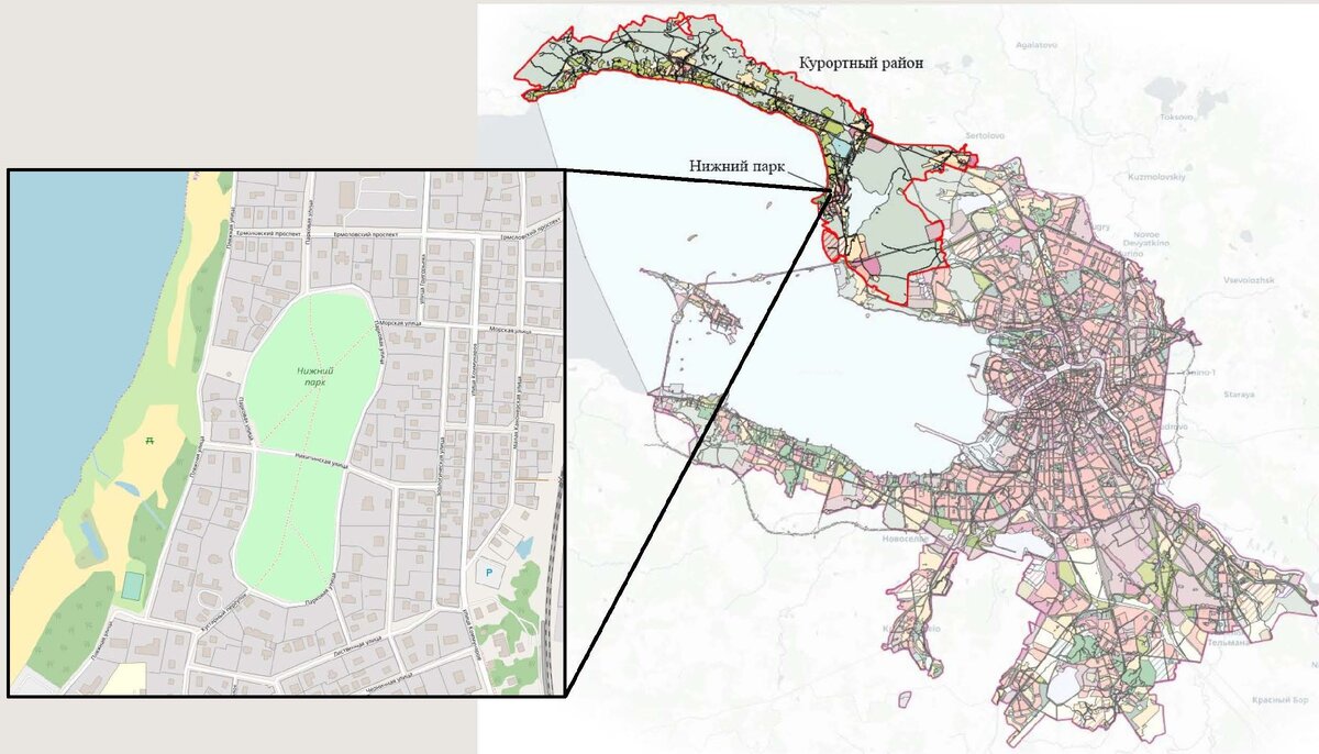 Ситуационный план парка "Пята" в Сестрорецке