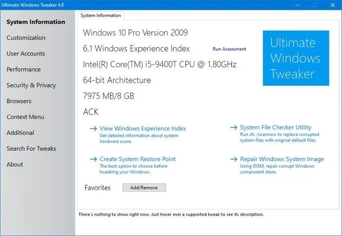 Ultimate Windows Tweaker 4 для Windows 10