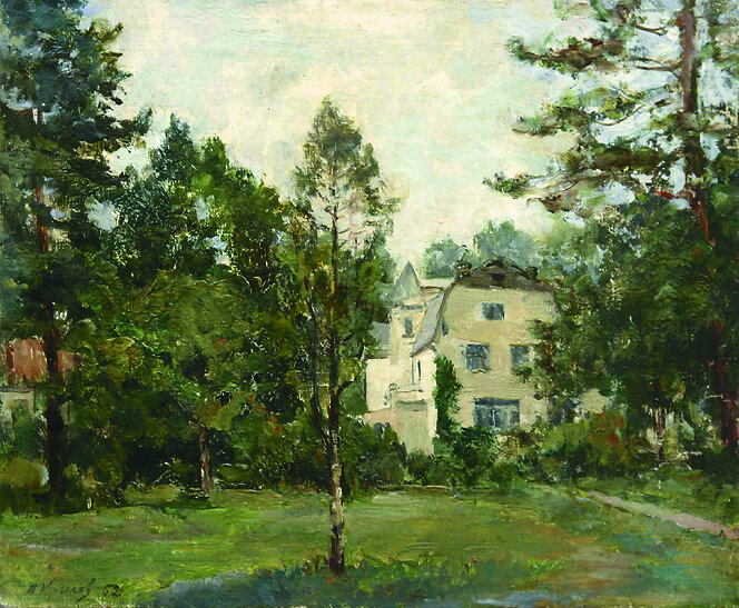 Крылов П.Н. Можжевельник. 1952 г. Фанера, масло. Собрание музея-заповедника В.Д. Поленова.