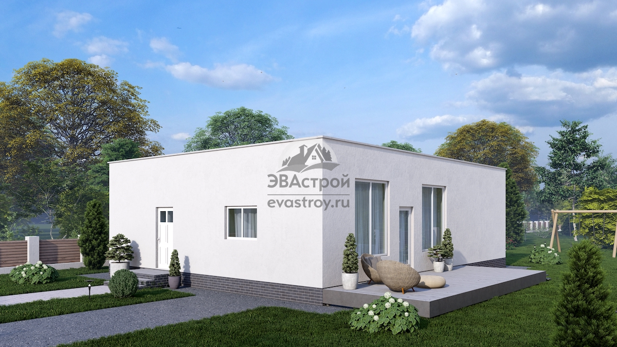 Проект одноэтажного дома 130 м2 из газобетона в стиле Хай-тек - П205