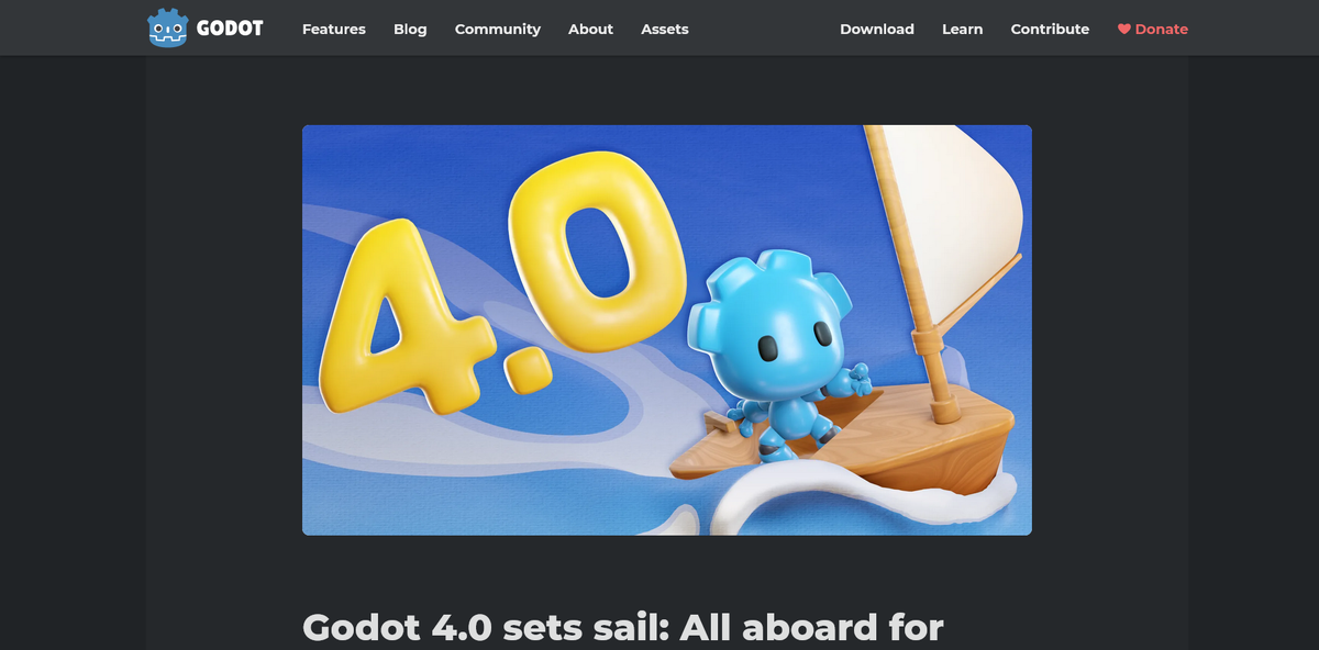 Скриншот поста о выходе Godot 4.0 на блоге разработчиков