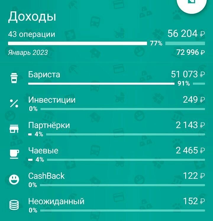 Мои доходы за январь 2023 - ценность часа 75,54 рубля.
