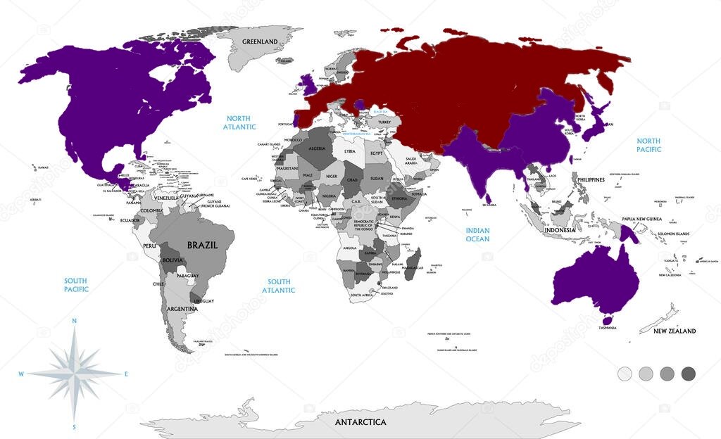 Карта Союзников - фиолетовый и Коминтерна - красный