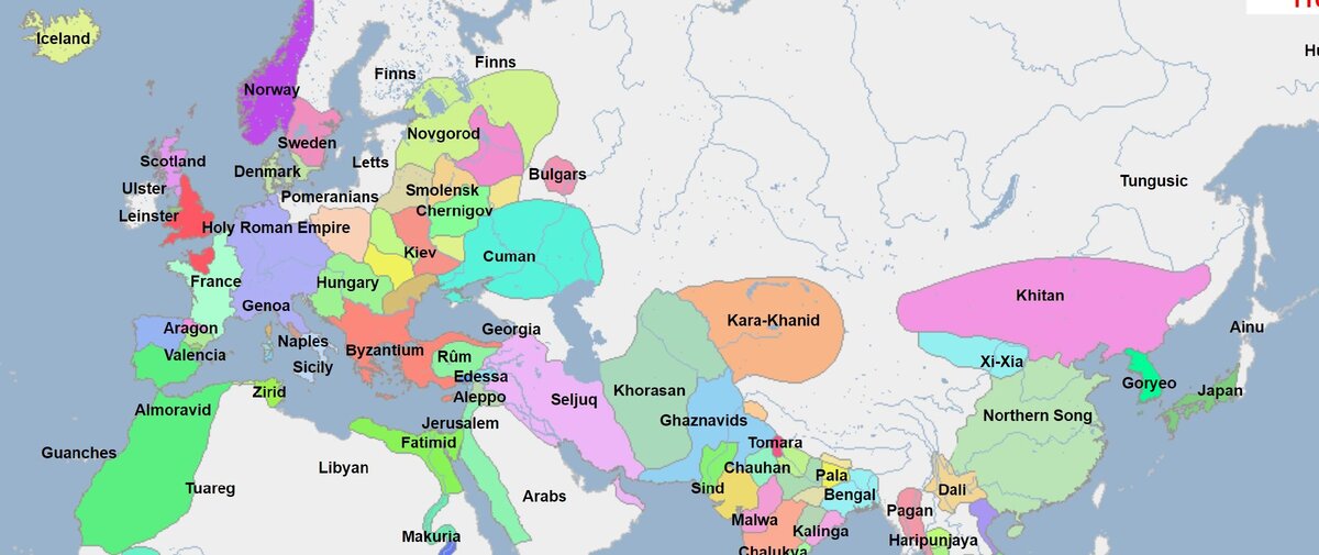 Карта мира 1100 года