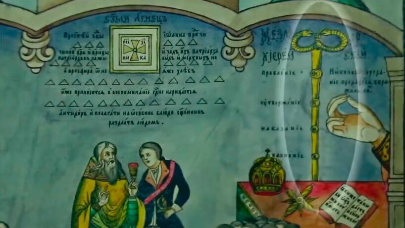 фрагмент пропагандистской карикатуры старообрядцев на Никона и Алексея Михайловича - "Старый агнец". 