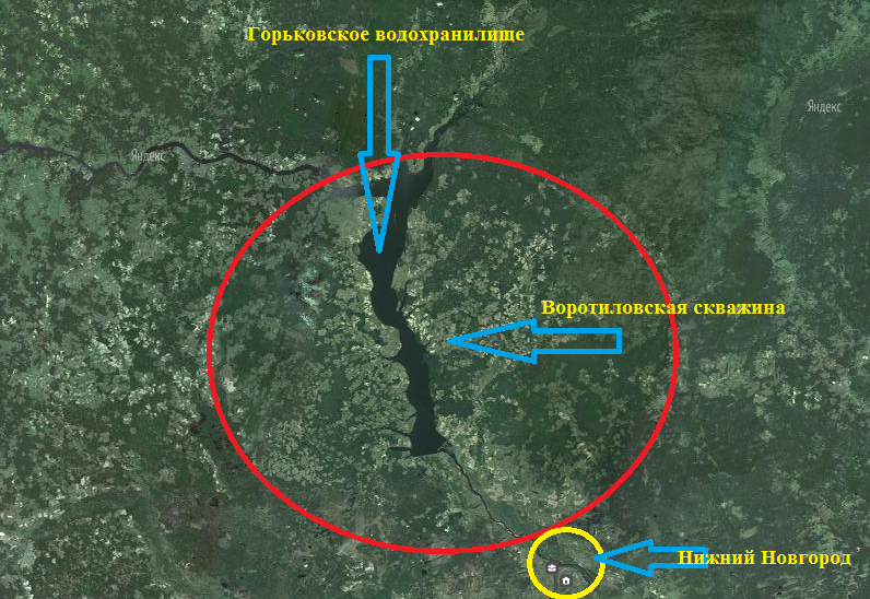 Кратер на карте Нижегородской области.