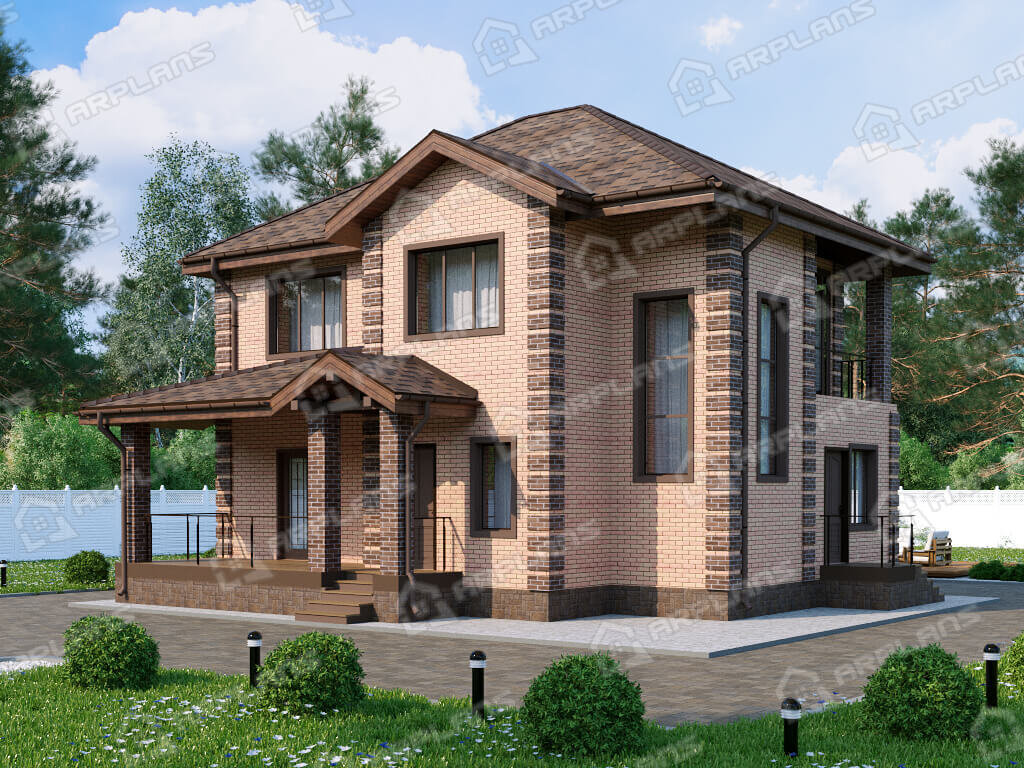 Фото 1 двухэтажного дома из газобетона с 3 спальнями, балконом и газовой котельной.120 кв м. Источник arplans.ru Проект К-069