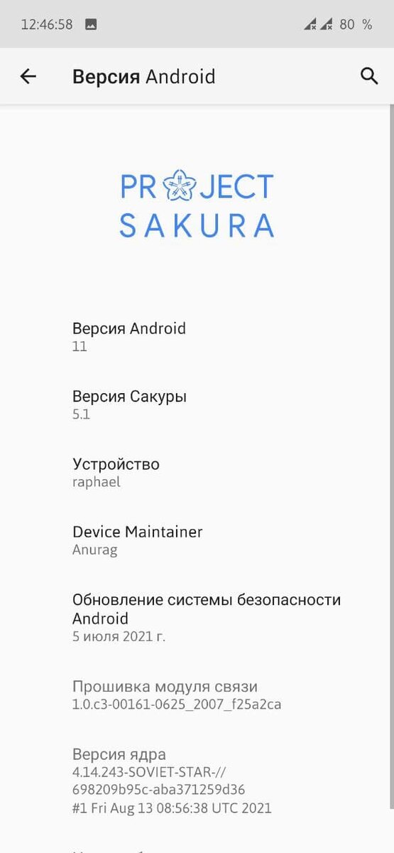 Progect Sakura 5.1 Android 11 Device raphael.
