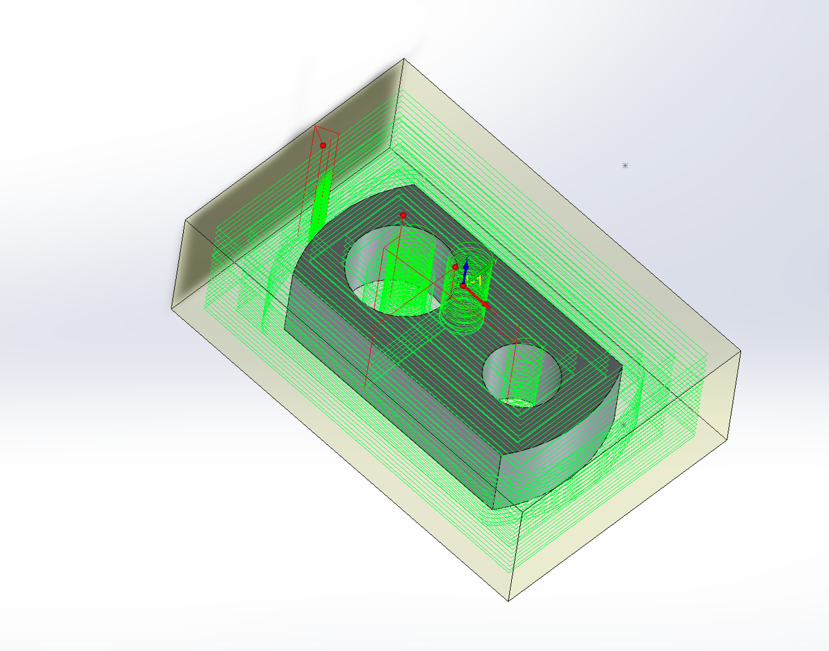 Зелеными линиями показано, как будет ходить фреза.