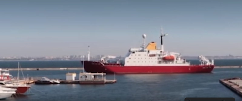 Скриншот. Прибытие ледокола James Clark Ross в порт Одессы.