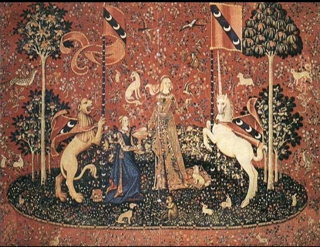 Дама с единорогом. Вкус. Иллюстрация из открытых источников. 