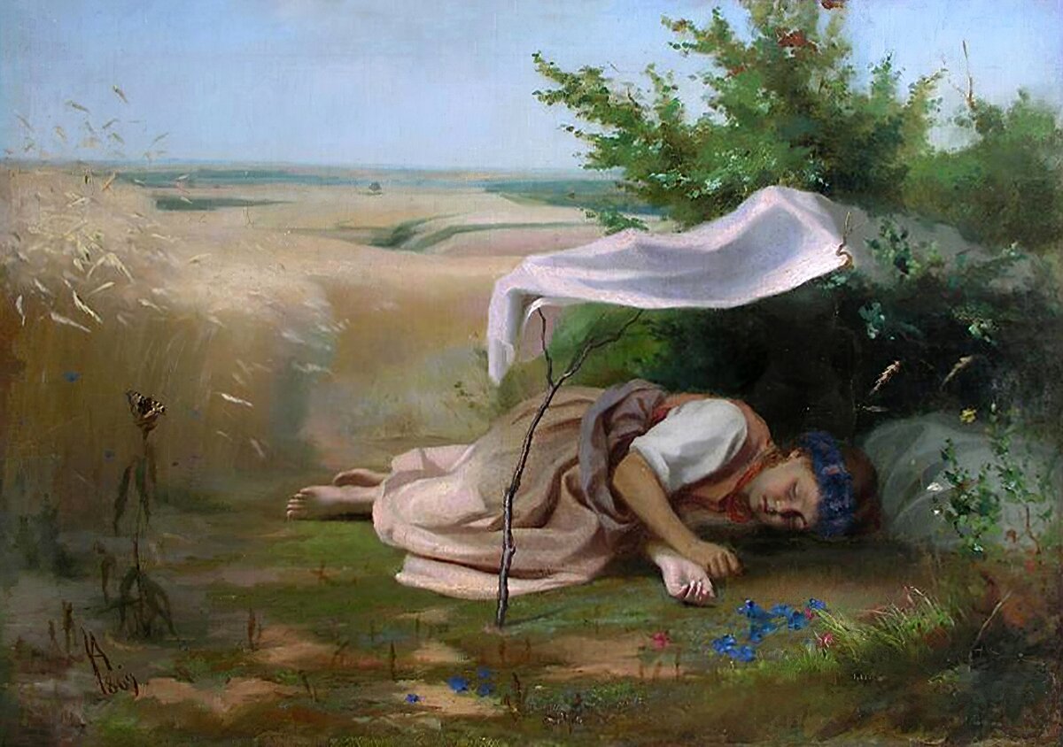 Амосов Илья Иванович "Спящая девочка" (1869)