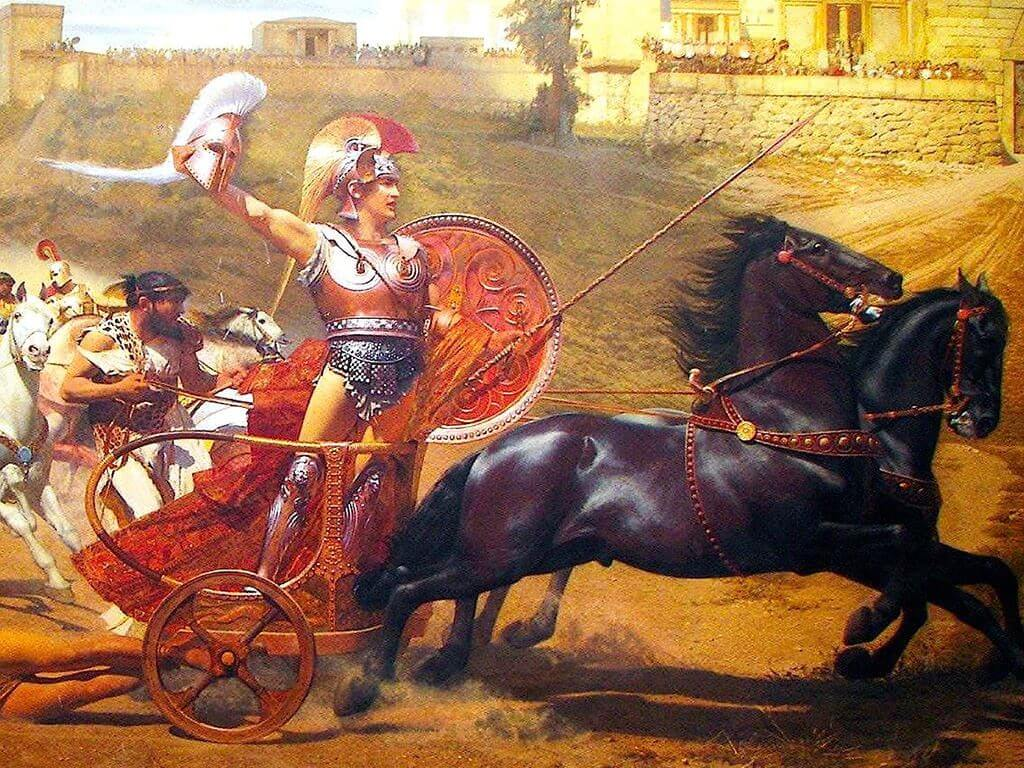 С днем трои. Илиада Гектор и Ахиллес. Триумф Ахилла картина. Колесница древней Греции