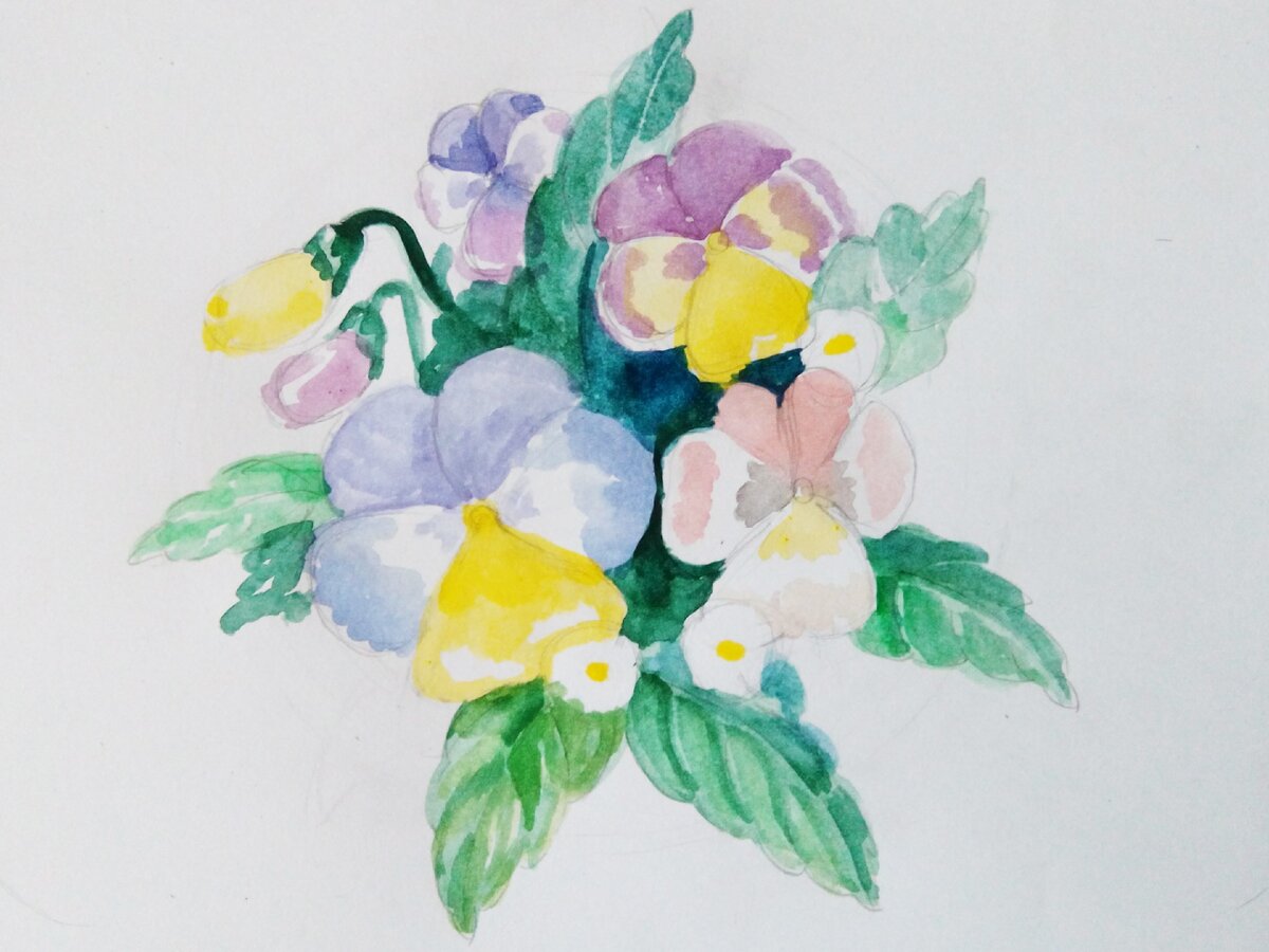 Букет цветов рисунок детский красками