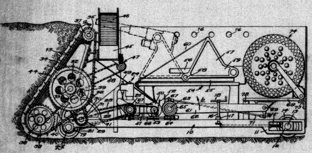 "Trench Artillery Machine" Норфолка (1916). Обратите внимание на диски в задней части, дальше разговор про них.