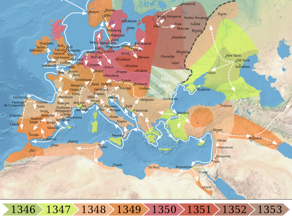 Распространение чумы в 1346—1353 годы