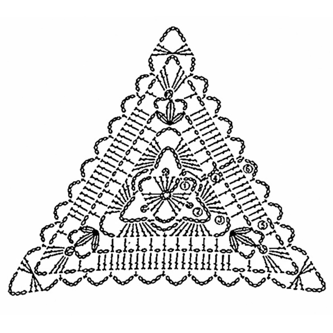 Схема вязания треугольника крючком