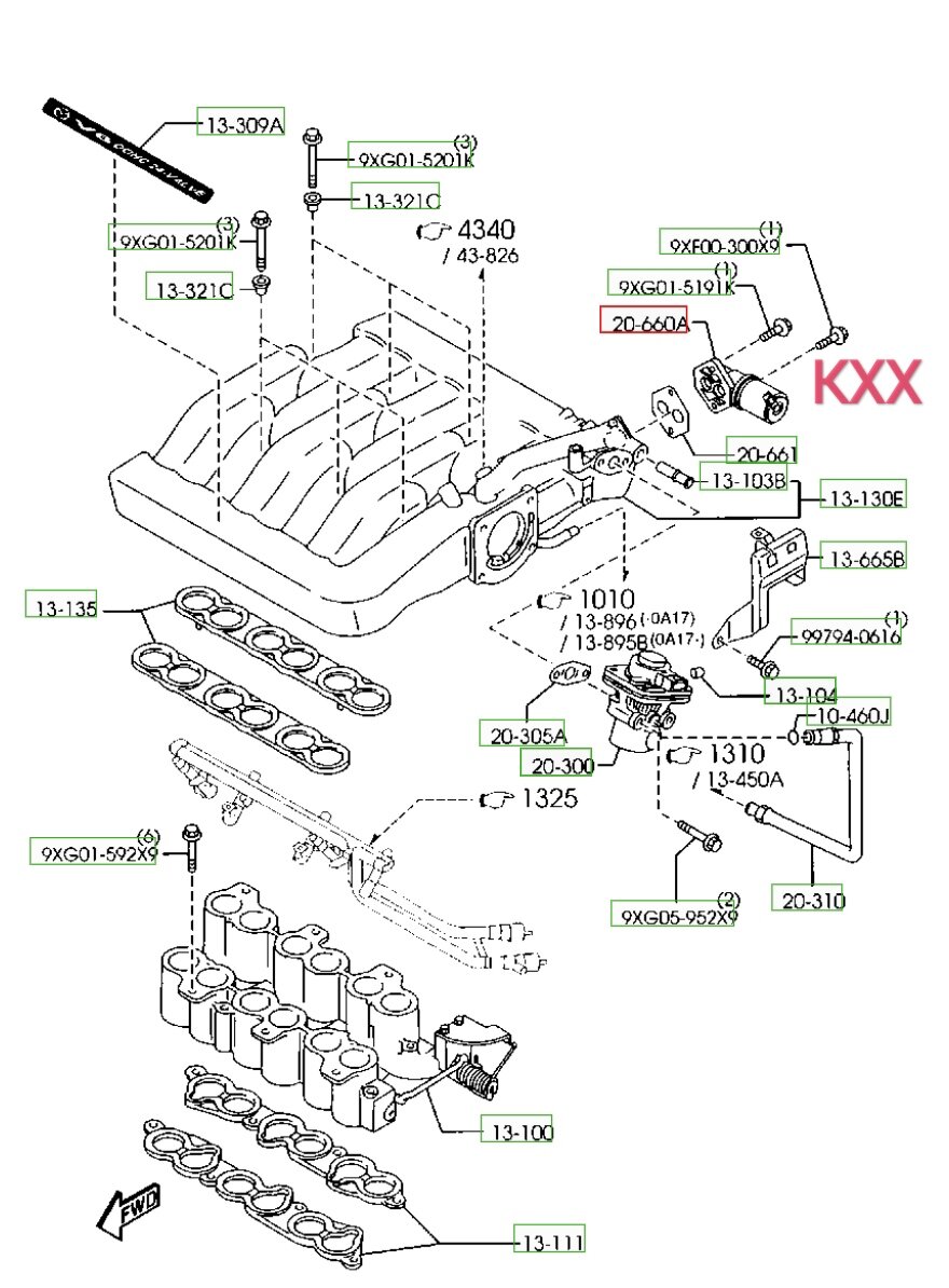 Замена клапана холостого хода на Mazda MPV GY 2.5.