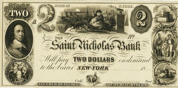 Санта-Клаус на банкнотах 19 века