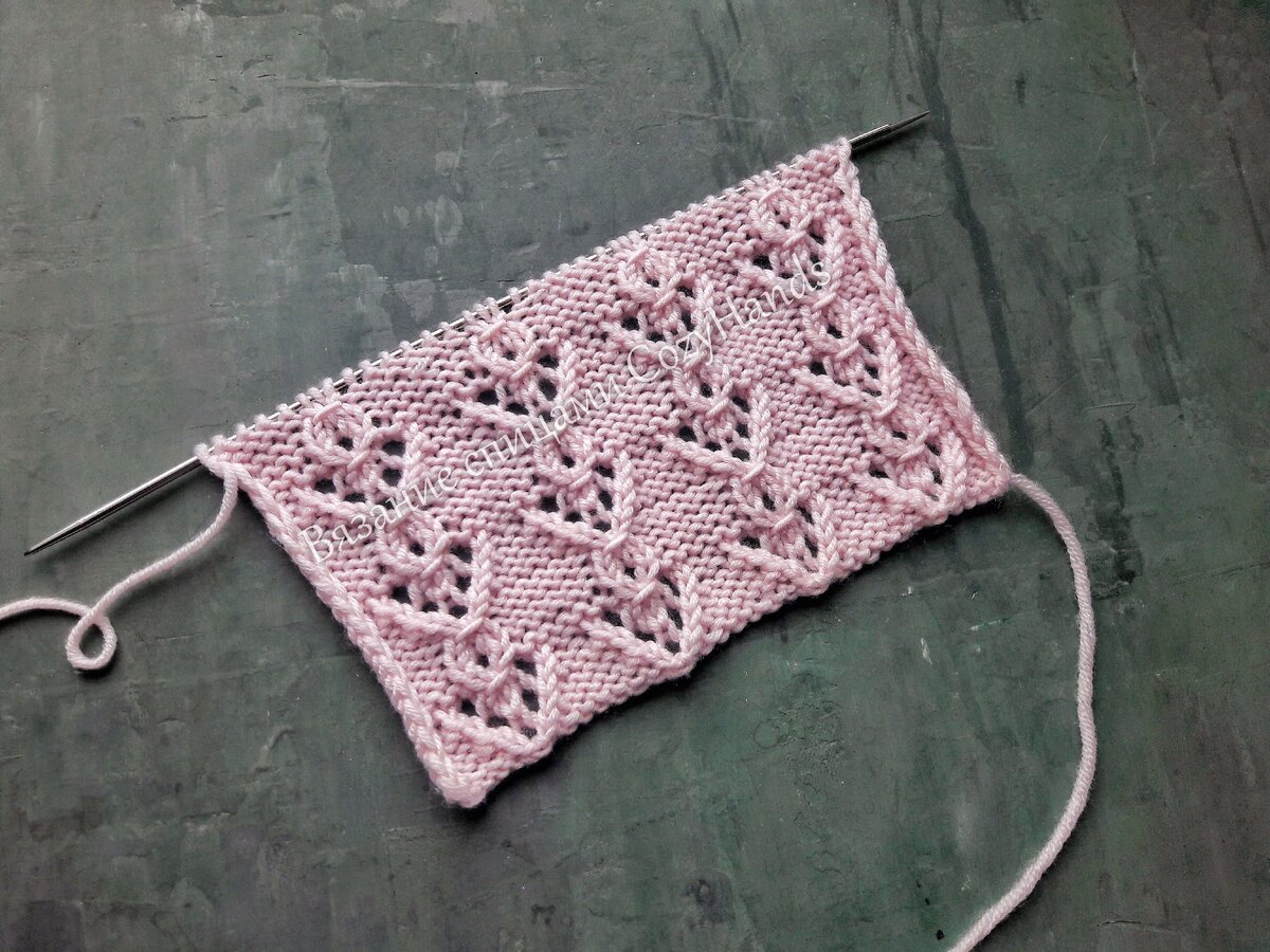 Шикарный узор спицами Цветочная полянка