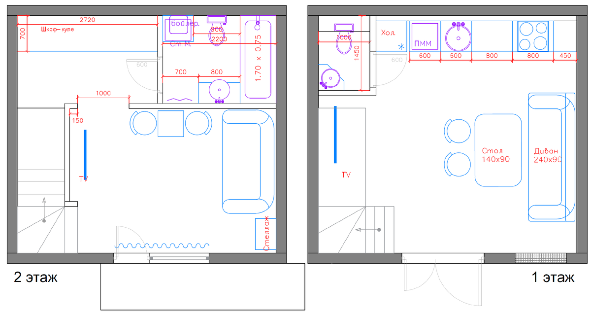 план 1 и 2 этажа