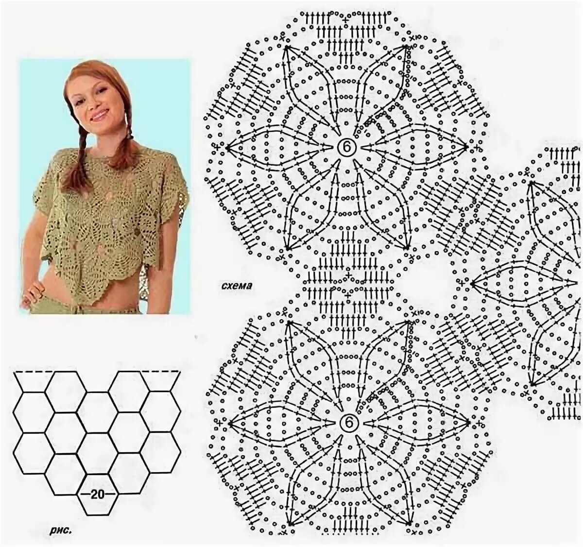 Вязание крючком шестиугольные мотивы схемы