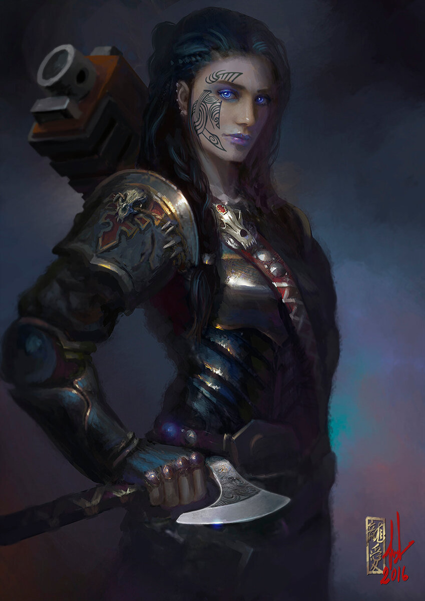 Судя по топору, глазам и прочему - она. Но вот болтер за спиной, как-то великоват для 0,75...